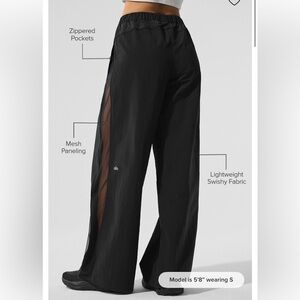 ALO Yoga Black High-Waist Origin Wide-Leg Trackpant